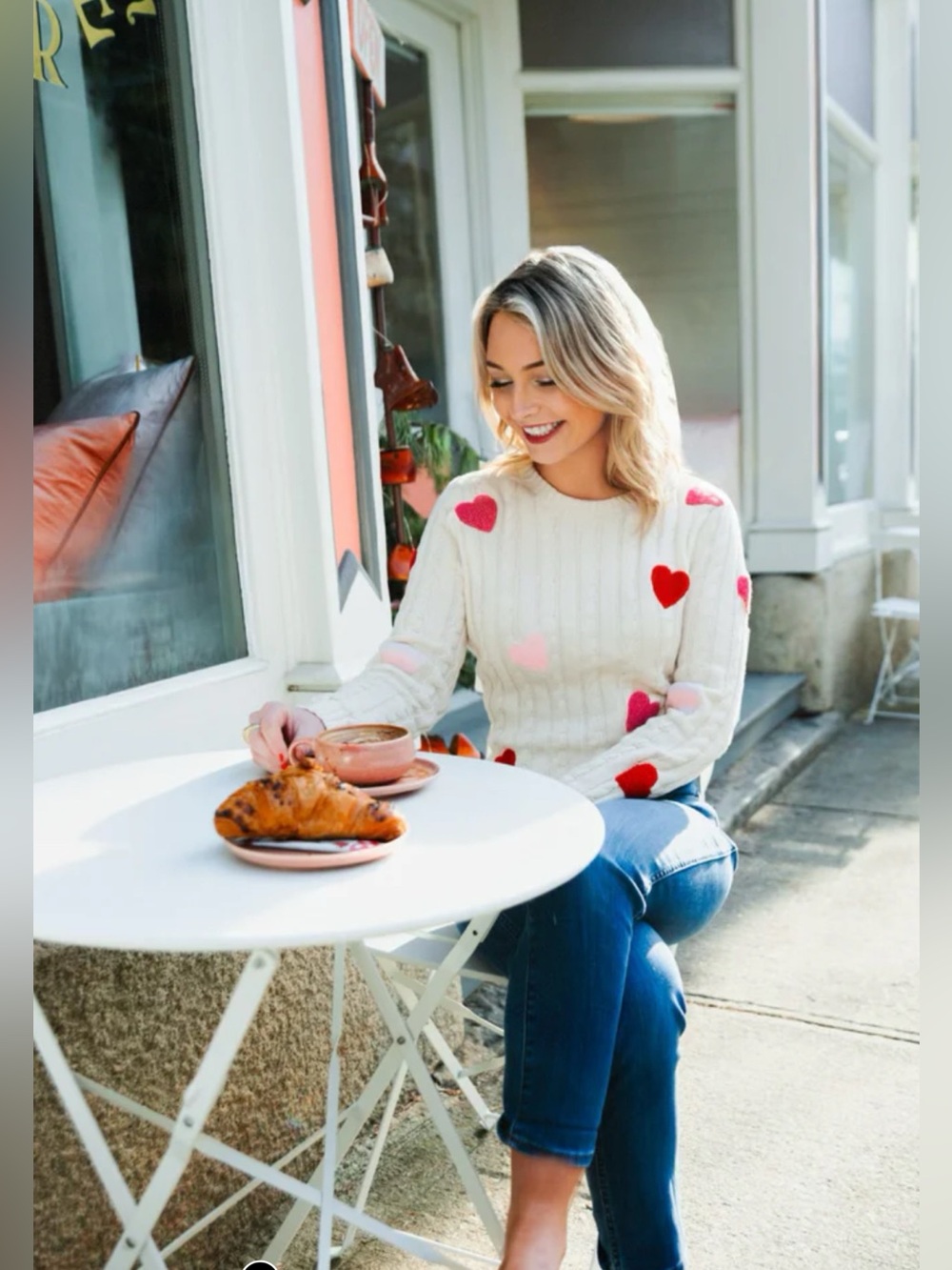 KJP Heart Embroidered Cable Knit
Sweater
